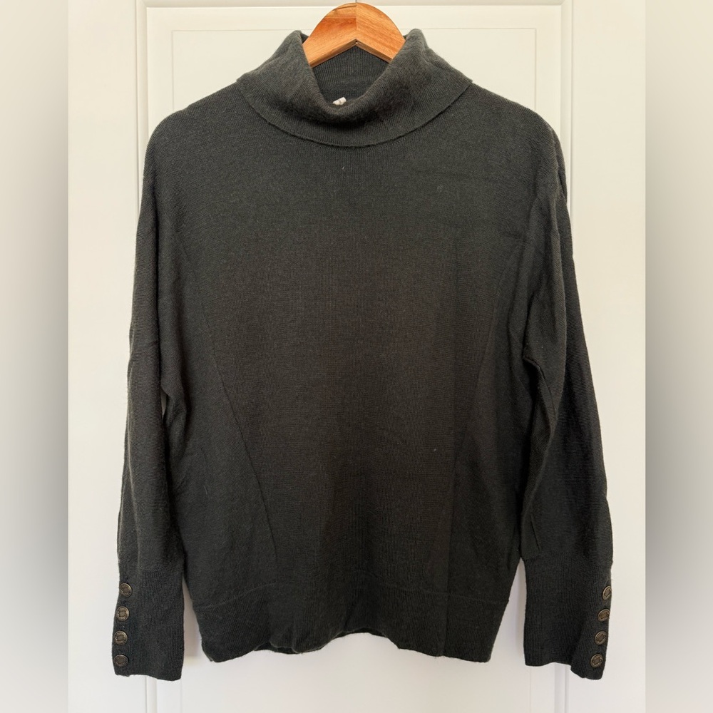 Moth Anthro Wool Blend Turtleneck Sweater Poetcore Ribbed Knit Button Cuff M